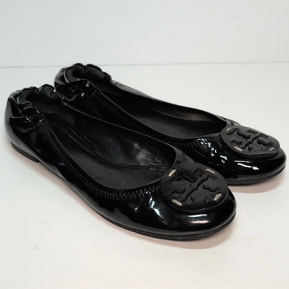 Tory Burch Minnie slip on leather glossy ballerina flats woman's size 7